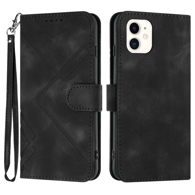 Line Pattern Skin Feel Leather Phone Case, For iPhone 13 mini, For iPhone 12 / 12 Pro, For iPhone 12 Pro Max, For iPhone 12 mini, For iPhone 11 Pro Max, For iPhone 11, For iPhone 11 Pro, For iPhone X / XS