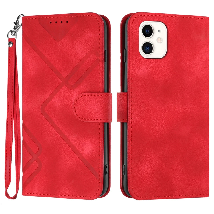 Line Pattern Skin Feel Leather Phone Case, For iPhone 13 mini, For iPhone 12 / 12 Pro, For iPhone 12 Pro Max, For iPhone 12 mini, For iPhone 11 Pro Max, For iPhone 11, For iPhone 11 Pro, For iPhone X / XS