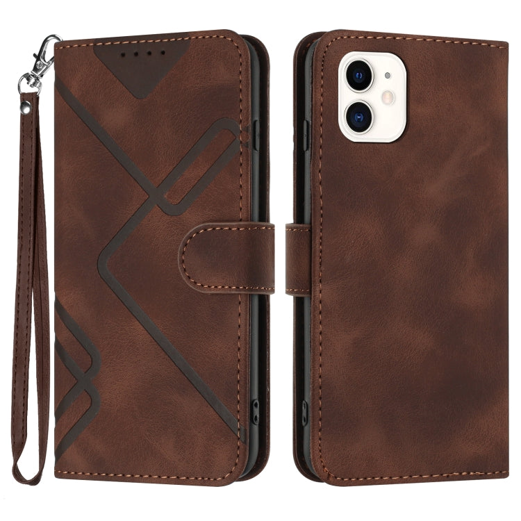 Line Pattern Skin Feel Leather Phone Case, For iPhone 13 mini, For iPhone 12 / 12 Pro, For iPhone 12 Pro Max, For iPhone 12 mini, For iPhone 11 Pro Max, For iPhone 11, For iPhone 11 Pro, For iPhone X / XS