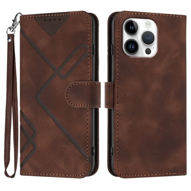 Line Pattern Skin Feel Leather Phone Case, For iPhone 17 Pro Max, For iPhone 17 Pro, For iPhone 17, For iPhone 17 Air, For iPhone 16 Pro Max, For iPhone 16 Pro, For iPhone 16 Plus, For iPhone 16