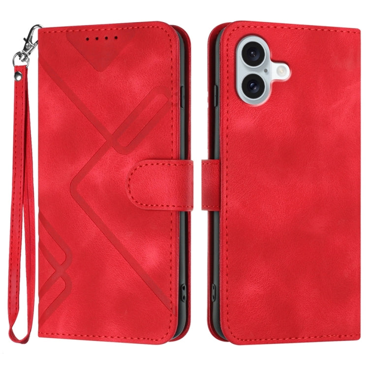 Line Pattern Skin Feel Leather Phone Case, For iPhone 17 Pro Max, For iPhone 17 Pro, For iPhone 17, For iPhone 17 Air, For iPhone 16 Pro Max, For iPhone 16 Pro, For iPhone 16 Plus, For iPhone 16