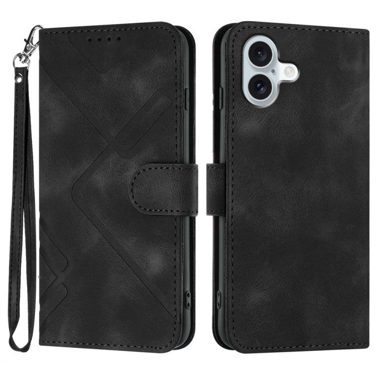 Line Pattern Skin Feel Leather Phone Case, For iPhone 17 Pro Max, For iPhone 17 Pro, For iPhone 17, For iPhone 17 Air, For iPhone 16 Pro Max, For iPhone 16 Pro, For iPhone 16 Plus, For iPhone 16