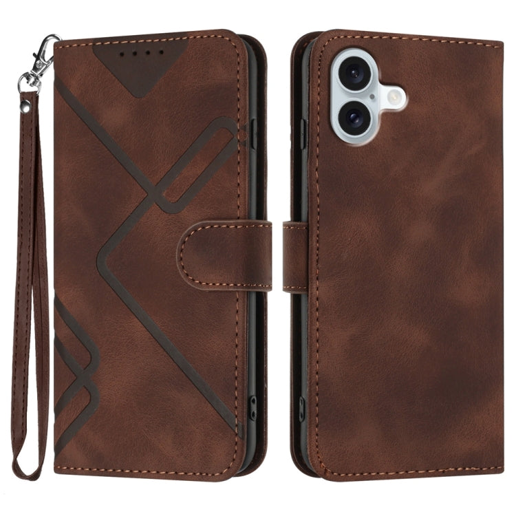 Line Pattern Skin Feel Leather Phone Case, For iPhone 17 Pro Max, For iPhone 17 Pro, For iPhone 17, For iPhone 17 Air, For iPhone 16 Pro Max, For iPhone 16 Pro, For iPhone 16 Plus, For iPhone 16