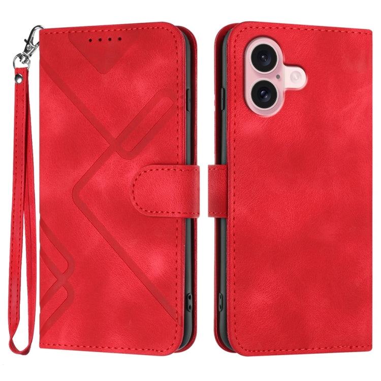 Line Pattern Skin Feel Leather Phone Case, For iPhone 17 Pro Max, For iPhone 17 Pro, For iPhone 17, For iPhone 17 Air, For iPhone 16 Pro Max, For iPhone 16 Pro, For iPhone 16 Plus, For iPhone 16