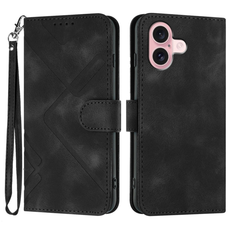 Line Pattern Skin Feel Leather Phone Case, For iPhone 17 Pro Max, For iPhone 17 Pro, For iPhone 17, For iPhone 17 Air, For iPhone 16 Pro Max, For iPhone 16 Pro, For iPhone 16 Plus, For iPhone 16