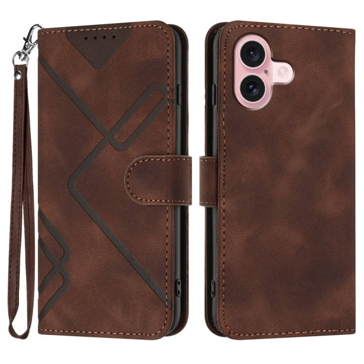 Line Pattern Skin Feel Leather Phone Case, For iPhone 17 Pro Max, For iPhone 17 Pro, For iPhone 17, For iPhone 17 Air, For iPhone 16 Pro Max, For iPhone 16 Pro, For iPhone 16 Plus, For iPhone 16
