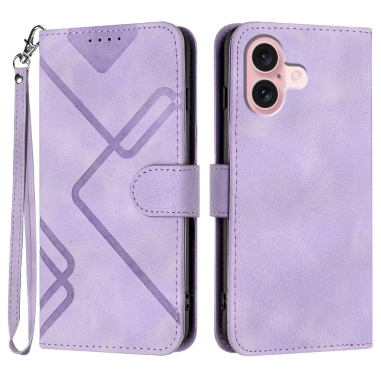 Line Pattern Skin Feel Leather Phone Case, For iPhone 17 Pro Max, For iPhone 17 Pro, For iPhone 17, For iPhone 17 Air, For iPhone 16 Pro Max, For iPhone 16 Pro, For iPhone 16 Plus, For iPhone 16