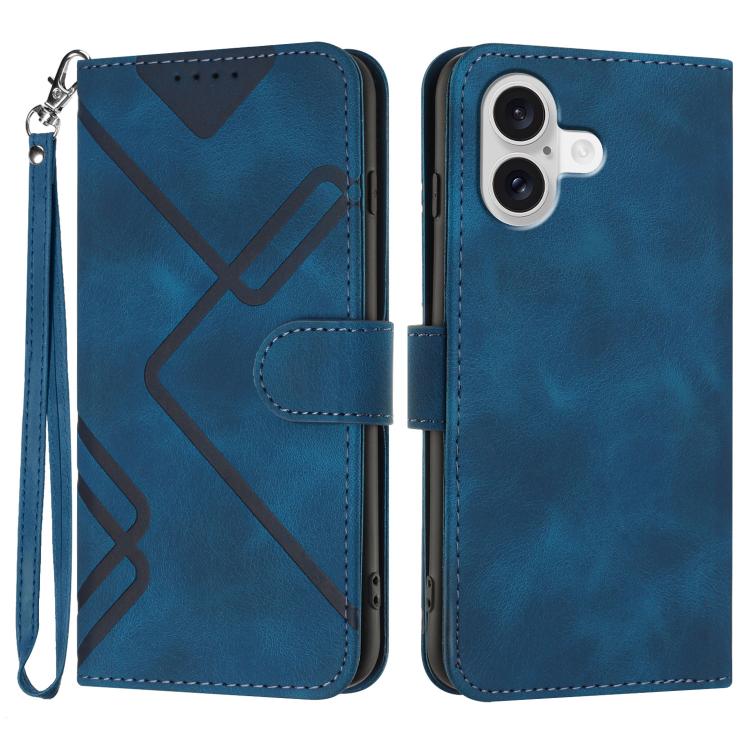 Line Pattern Skin Feel Leather Phone Case, For iPhone 17 Pro Max, For iPhone 17 Pro, For iPhone 17, For iPhone 17 Air, For iPhone 16 Pro Max, For iPhone 16 Pro, For iPhone 16 Plus, For iPhone 16