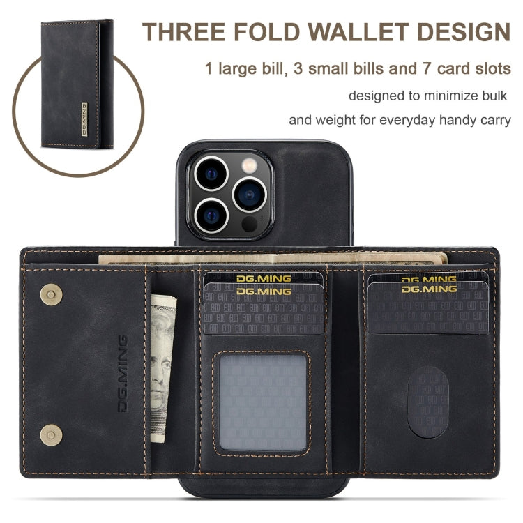 DG.MING M1 Series 3-Fold Multi Card Wallet Leather Phone Case
