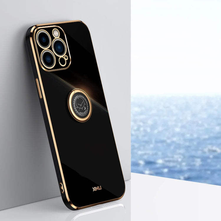 XINLI Straight Edge 6D Electroplate TPU Phone Case with Ring Holder