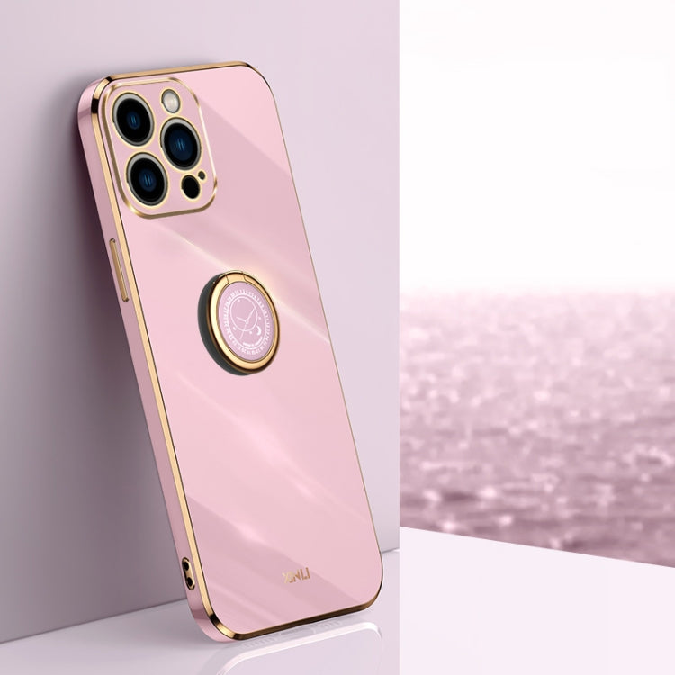 XINLI Straight Edge 6D Electroplate TPU Phone Case with Ring Holder