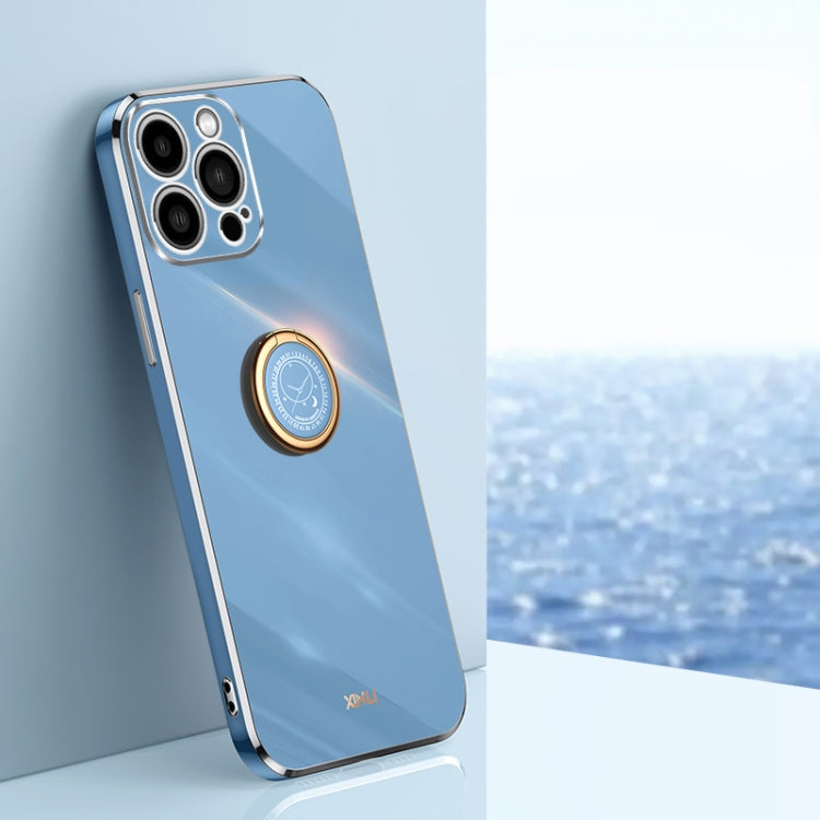 XINLI Straight Edge 6D Electroplate TPU Phone Case with Ring Holder
