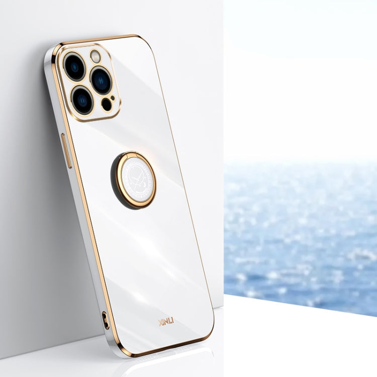 XINLI Straight Edge 6D Electroplate TPU Phone Case with Ring Holder