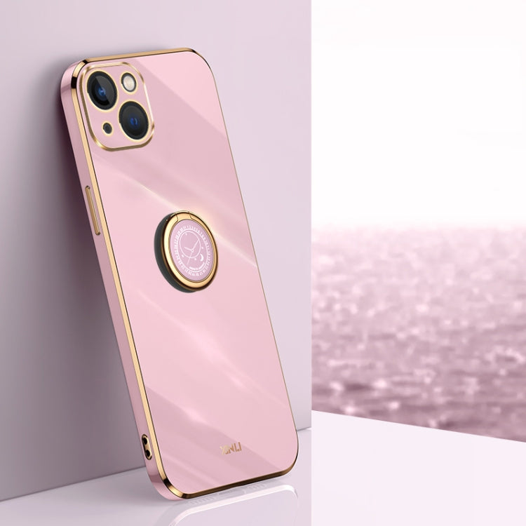 XINLI Straight Edge 6D Electroplate TPU Phone Case with Ring Holder