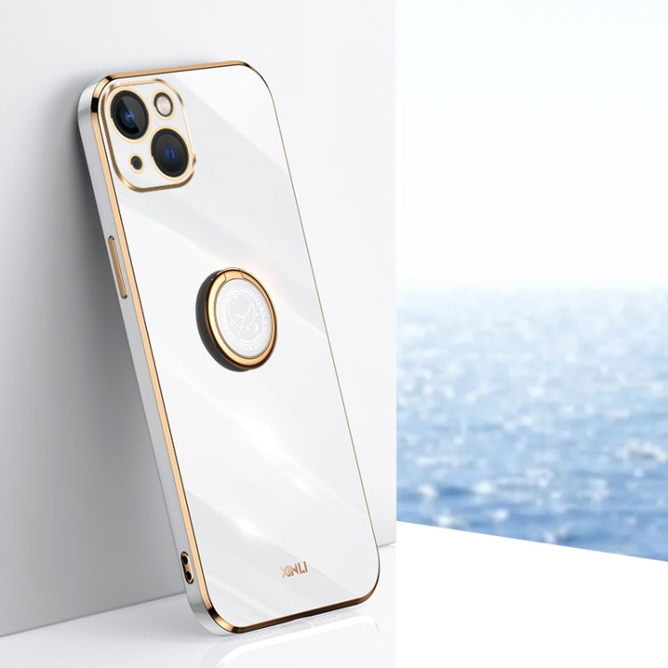 XINLI Straight Edge 6D Electroplate TPU Phone Case with Ring Holder