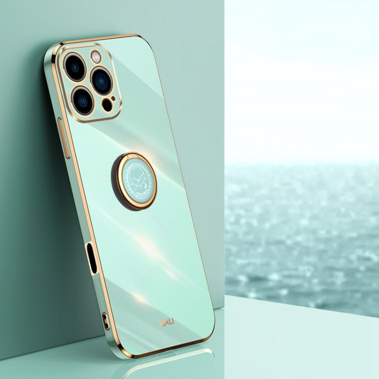 XINLI Straight Edge 6D Electroplate TPU Phone Case with Ring Holder