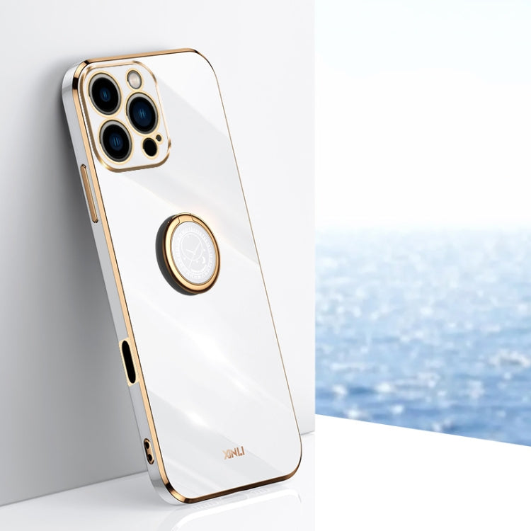 XINLI Straight Edge 6D Electroplate TPU Phone Case with Ring Holder