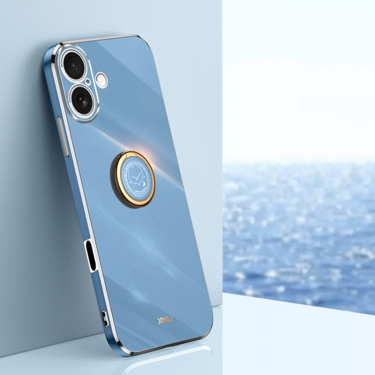 XINLI Straight Edge 6D Electroplate TPU Phone Case with Ring Holder