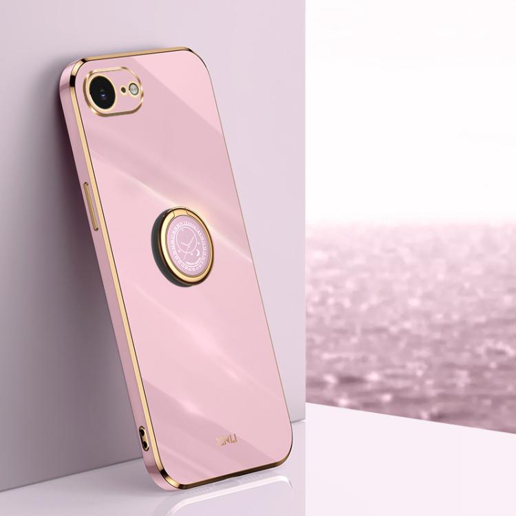 XINLI Straight Edge 6D Electroplate TPU Phone Case with Ring Holder