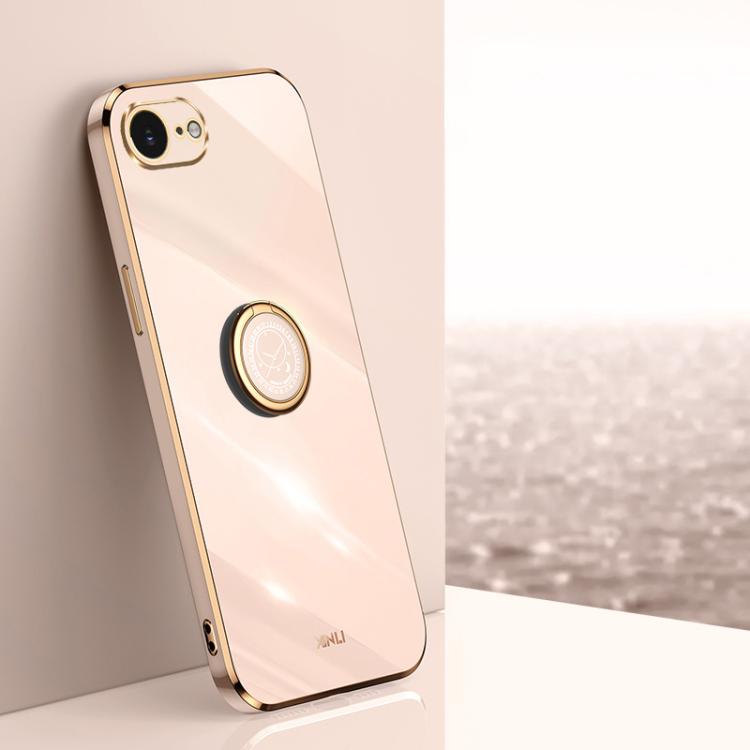 XINLI Straight Edge 6D Electroplate TPU Phone Case with Ring Holder