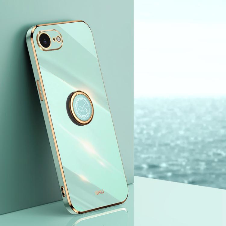 XINLI Straight Edge 6D Electroplate TPU Phone Case with Ring Holder