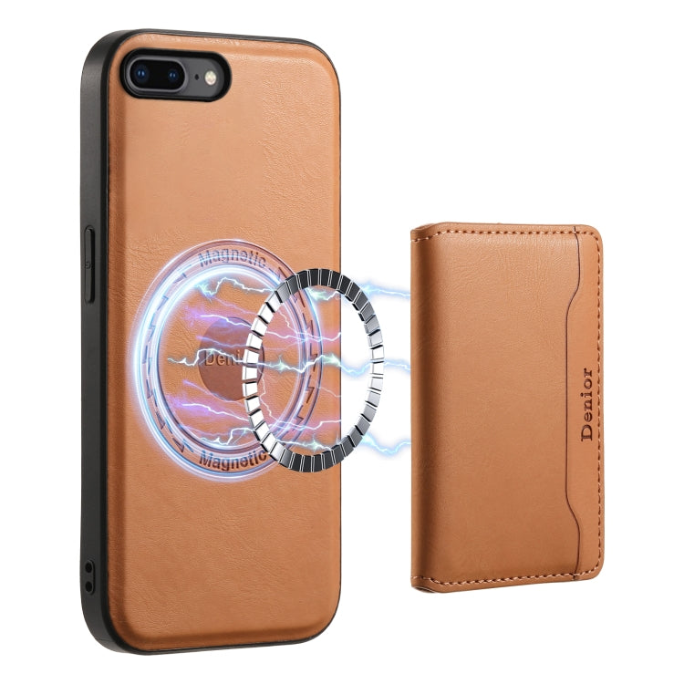 Denior Cowhide Texture Leather MagSafe Detachable Wallet Phone Case