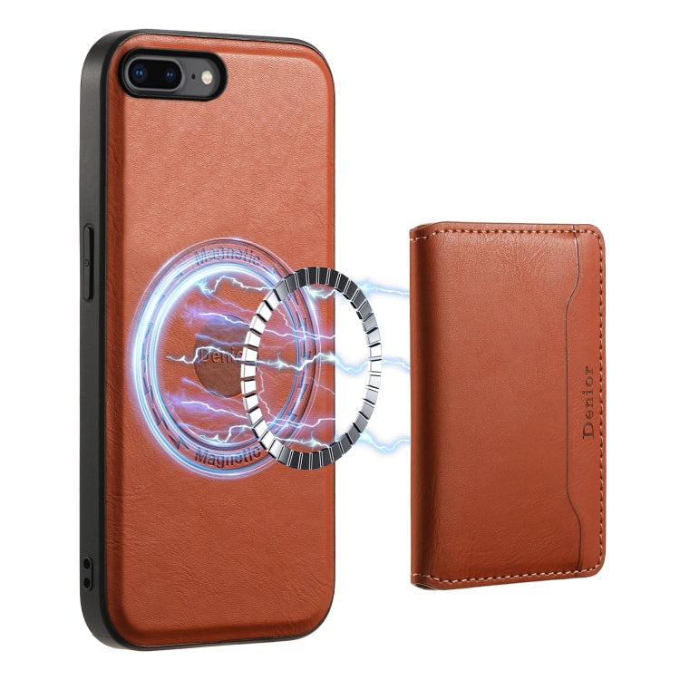 Denior Cowhide Texture Leather MagSafe Detachable Wallet Phone Case