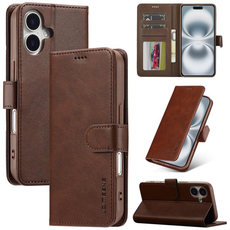 LC.IMEEKE Calf Texture Horizontal Flip Leather Case, For iPhone 17 Pro Max, For iPhone 17 Pro, For iPhone 17, For iPhone 17 Air, iPhone 16e, For iPhone 16 Pro Max