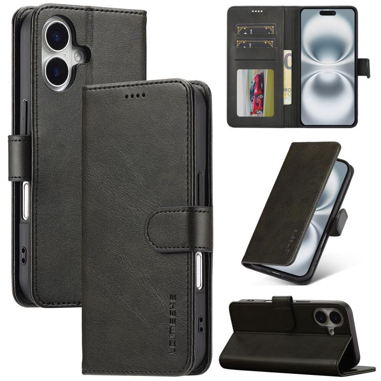 LC.IMEEKE Calf Texture Horizontal Flip Leather Case, For iPhone 17 Pro Max, For iPhone 17 Pro, For iPhone 17, For iPhone 17 Air, iPhone 16e, For iPhone 16 Pro Max