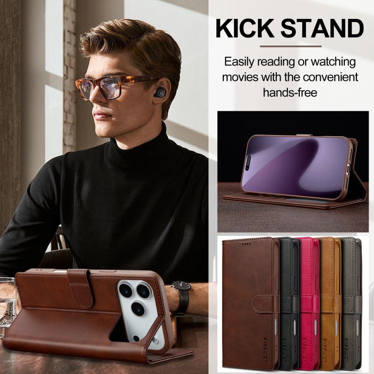 LC.IMEEKE Calf Texture Horizontal Flip Leather Case, For iPhone 17 Pro Max, For iPhone 17 Pro, For iPhone 17, For iPhone 17 Air, iPhone 16e, For iPhone 16 Pro Max
