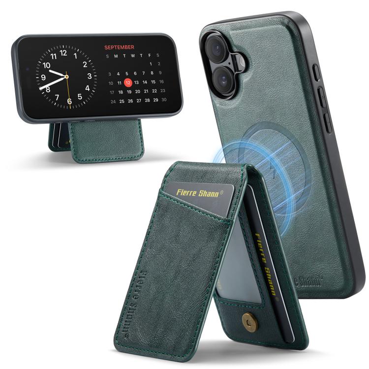 Fierre Shann Cowhide Vertical Flip Magnetic Card Holder Phone Case, For iPhone 17 Pro Max, For iPhone 17 Pro, For iPhone 17, For iPhone 17 Air, For iPhone 16e, For iPhone 16 Pro Max, For iPhone 16 Pro, For iPhone 16 Plus