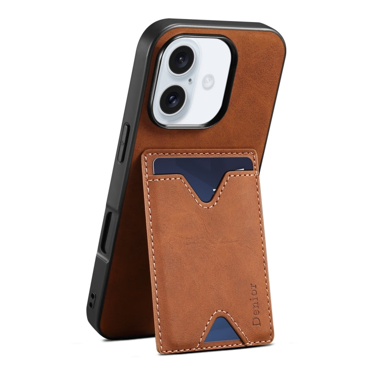 Denior D06 PU Back Cover Card Slot Holder Phone Case, For iPhone 17 Pro Max, For iPhone 17 Pro, For iPhone 17, For iPhone 17 Air, For iPhone 16e, For iPhone 16 Pro Max, For iPhone 16 Pro, For iPhone 16 Plus, For iPhone 16