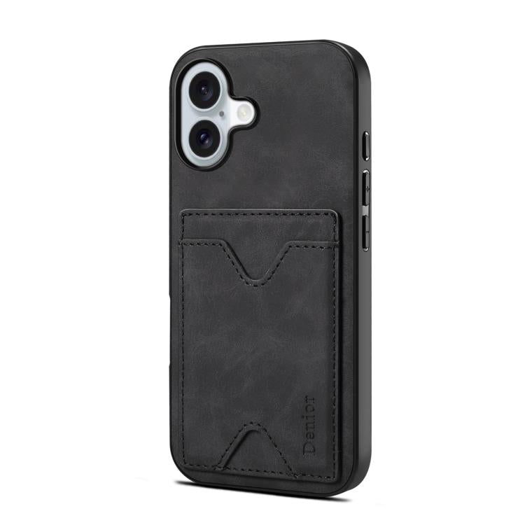 Denior D06 PU Back Cover Card Slot Holder Phone Case, For iPhone 17 Pro Max, For iPhone 17 Pro, For iPhone 17, For iPhone 17 Air, For iPhone 16e, For iPhone 16 Pro Max, For iPhone 16 Pro, For iPhone 16 Plus, For iPhone 16