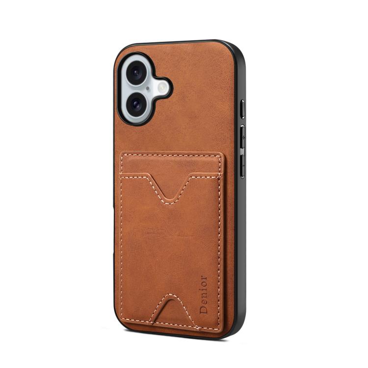 Denior D06 PU Back Cover Card Slot Holder Phone Case, For iPhone 17 Pro Max, For iPhone 17 Pro, For iPhone 17, For iPhone 17 Air, For iPhone 16e, For iPhone 16 Pro Max, For iPhone 16 Pro, For iPhone 16 Plus, For iPhone 16