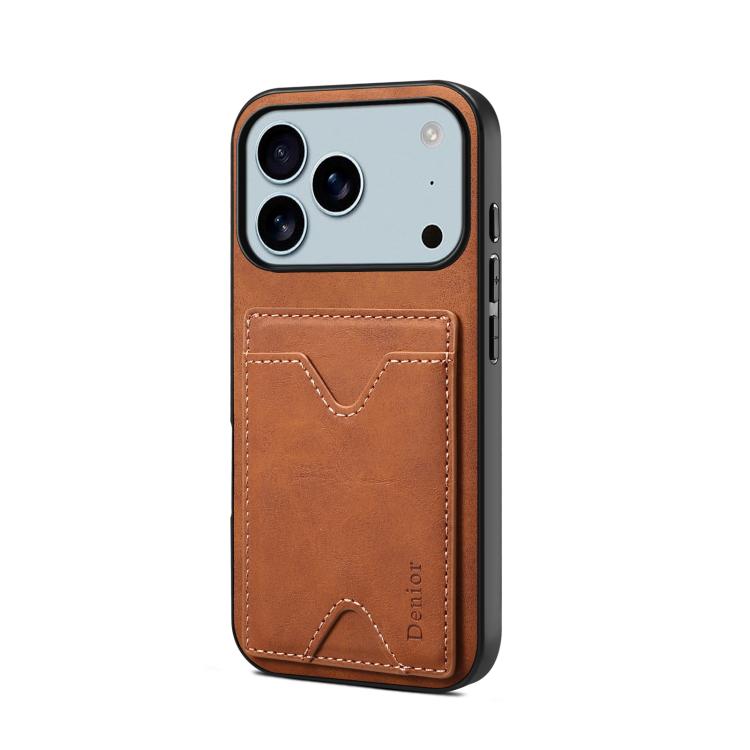 Denior D06 PU Back Cover Card Slot Holder Phone Case, For iPhone 17 Pro Max, For iPhone 17 Pro, For iPhone 17, For iPhone 17 Air, For iPhone 16e, For iPhone 16 Pro Max, For iPhone 16 Pro, For iPhone 16 Plus, For iPhone 16