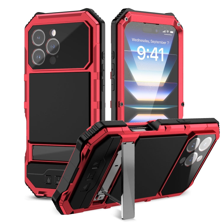 R-JUST Life Waterproof Dustproof Shockproof Holder Phone Case, For iPhone 16e, For iPhone 16 Pro Max, For iPhone 16 Plus, For iPhone 15 Pro Max, For iPhone 15 Plus