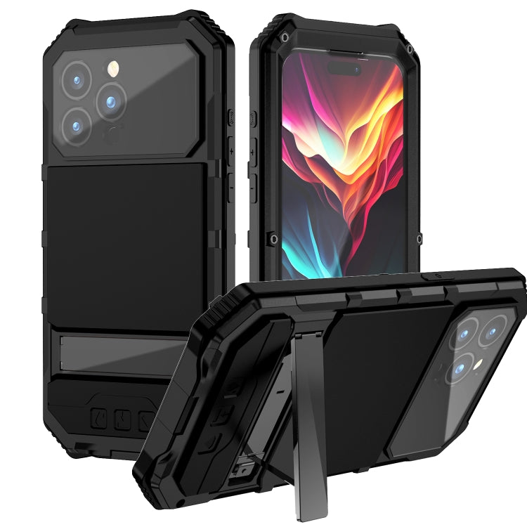 R-JUST Life Waterproof Dustproof Shockproof Holder Phone Case, For iPhone 16e, For iPhone 16 Pro Max, For iPhone 16 Plus, For iPhone 15 Pro Max, For iPhone 15 Plus