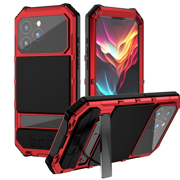 R-JUST Life Waterproof Dustproof Shockproof Holder Phone Case, For iPhone 16e, For iPhone 16 Pro Max, For iPhone 16 Plus, For iPhone 15 Pro Max, For iPhone 15 Plus