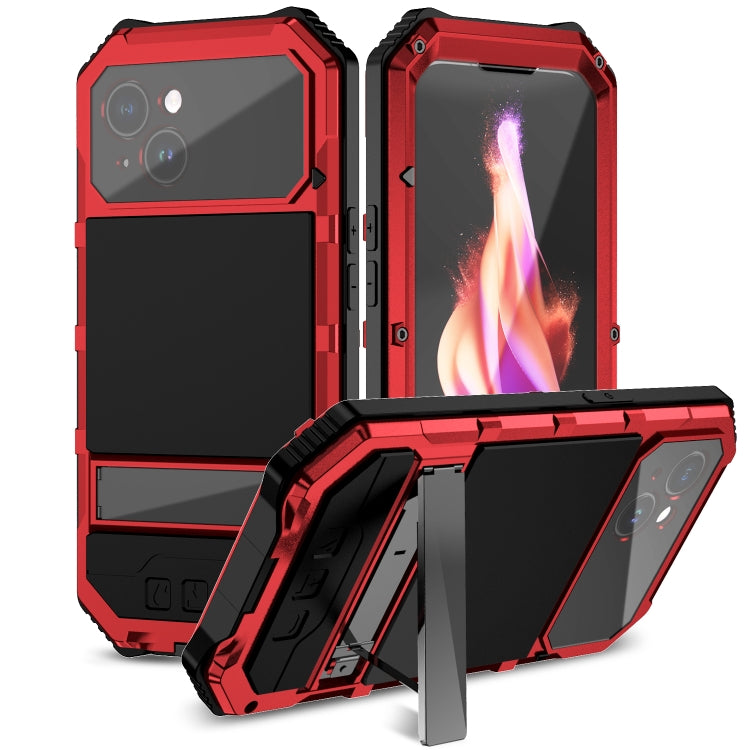 R-JUST Life Waterproof Dustproof Shockproof Holder Phone Case, For iPhone 16e, For iPhone 16 Pro Max, For iPhone 16 Plus, For iPhone 15 Pro Max, For iPhone 15 Plus