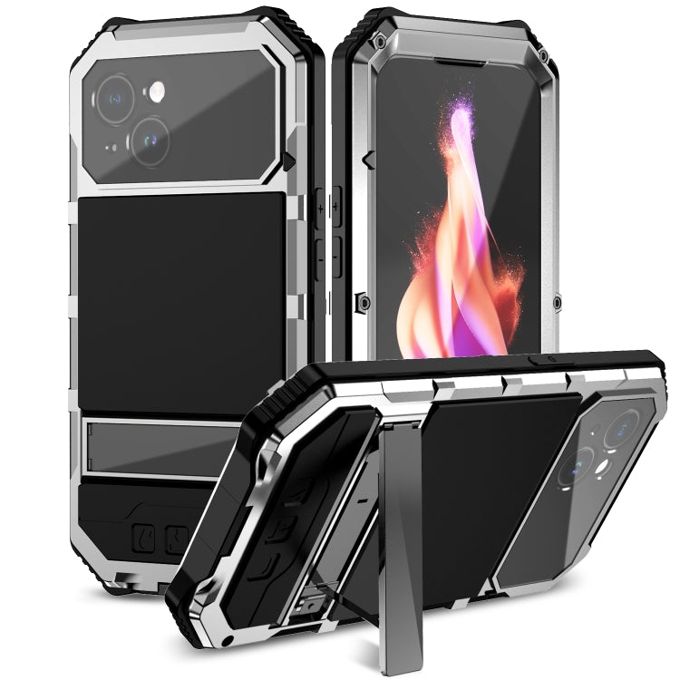 R-JUST Life Waterproof Dustproof Shockproof Holder Phone Case, For iPhone 16e, For iPhone 16 Pro Max, For iPhone 16 Plus, For iPhone 15 Pro Max, For iPhone 15 Plus