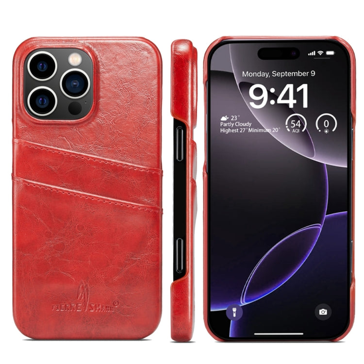 Fierre Shann Retro Oil Wax Texture Card Slots PU Leather Phone Case, For iPhone 16e, For iPhone 16 Pro Max, For iPhone 16 Pro, For iPhone 16 Plus, For iPhone 16