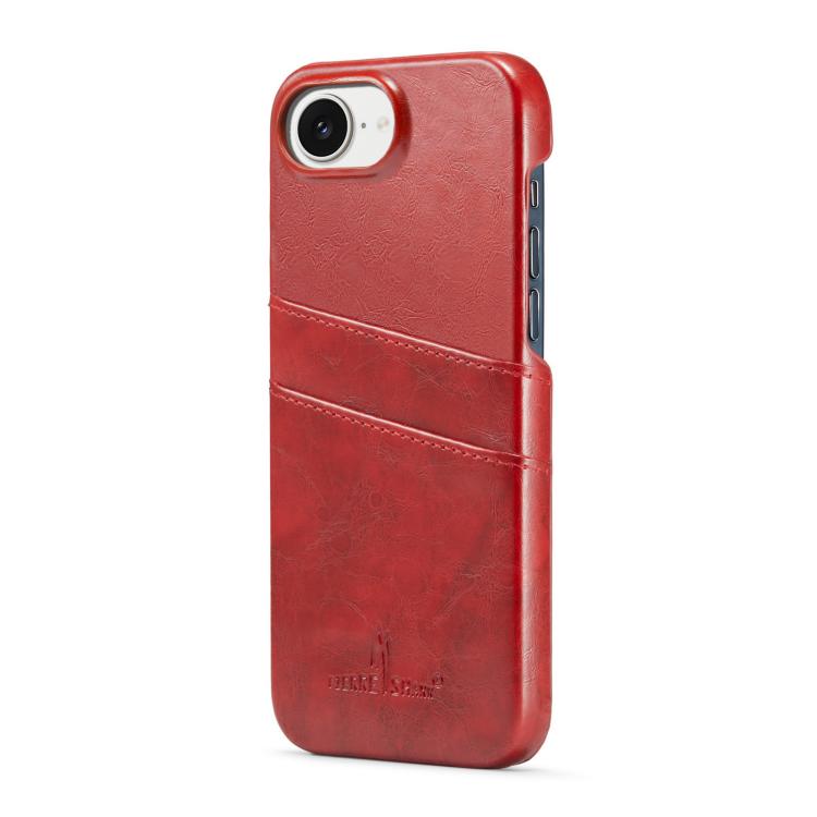 Fierre Shann Retro Oil Wax Texture Card Slots PU Leather Phone Case, For iPhone 16e, For iPhone 16 Pro Max, For iPhone 16 Pro, For iPhone 16 Plus, For iPhone 16