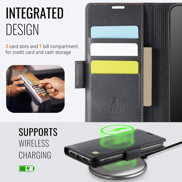 AutSpace A11 Side Buckle MagSafe Magnetic RFID Phone Leather Case