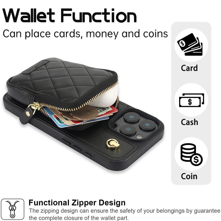 AwQuer Crossbody Zipper Wallet Bag Litchi Leather Phone Case, For iPhone 15 Plus, For iPhone 15, For iPhone 14 Plus, For iPhone 14 / 13, For iPhone 14 Pro, For iPhone 14 Pro Max