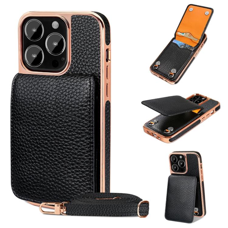 VIETAO Litchi Texture Wallet PU Phone Case with Lanyard, For iPhone 14 Pro Max, For iPhone 13 Pro Max, For iPhone 13 Pro, For iPhone 13