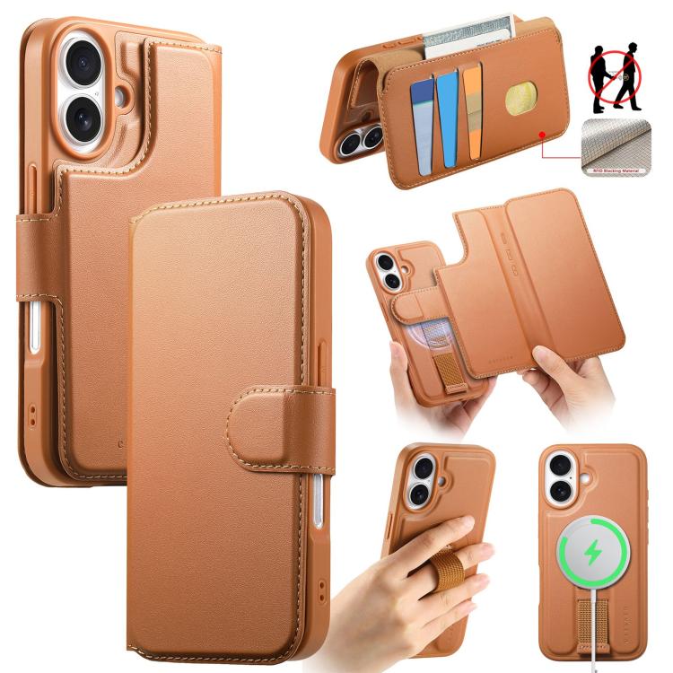 CaseNeo Finger Grip Strap MagSafe Leather Phone Case, For iPhone 16e, For iPhone 16 Pro Max, For iPhone 16 Pro, For iPhone 16 Plus, For iPhone 16, For iPhone 15 Pro Max, For iPhone 15 Pro, For iPhone 15 Plus / 14 Plus