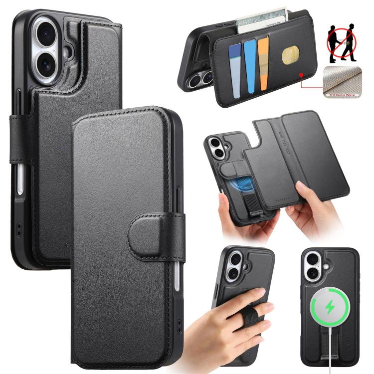 CaseNeo Finger Grip Strap MagSafe Leather Phone Case, For iPhone 16e, For iPhone 16 Pro Max, For iPhone 16 Pro, For iPhone 16 Plus, For iPhone 16, For iPhone 15 Pro Max, For iPhone 15 Pro, For iPhone 15 Plus / 14 Plus