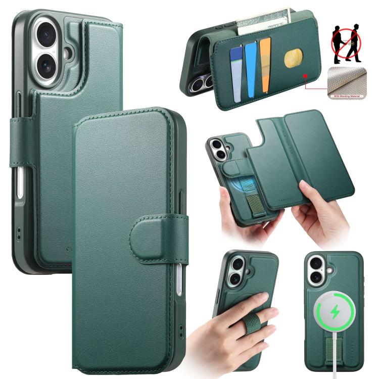 CaseNeo Finger Grip Strap MagSafe Leather Phone Case, For iPhone 16e, For iPhone 16 Pro Max, For iPhone 16 Pro, For iPhone 16 Plus, For iPhone 16, For iPhone 15 Pro Max, For iPhone 15 Pro, For iPhone 15 Plus / 14 Plus