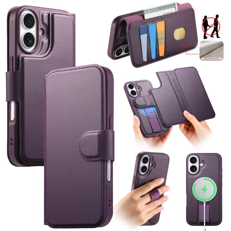 CaseNeo Finger Grip Strap MagSafe Leather Phone Case, For iPhone 16e, For iPhone 16 Pro Max, For iPhone 16 Pro, For iPhone 16 Plus, For iPhone 16, For iPhone 15 Pro Max, For iPhone 15 Pro, For iPhone 15 Plus / 14 Plus
