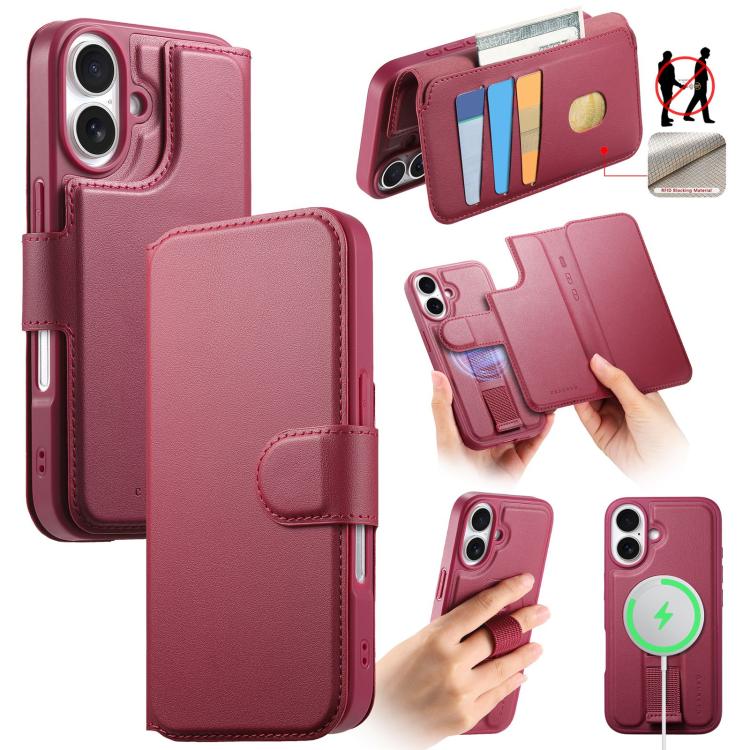 CaseNeo Finger Grip Strap MagSafe Leather Phone Case, For iPhone 16e, For iPhone 16 Pro Max, For iPhone 16 Pro, For iPhone 16 Plus, For iPhone 16, For iPhone 15 Pro Max, For iPhone 15 Pro, For iPhone 15 Plus / 14 Plus